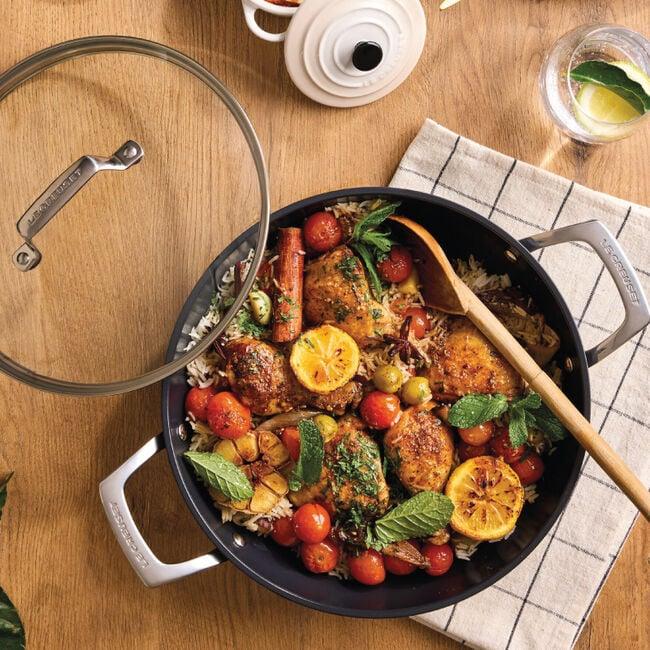 Le Creuset Essential Non-stick Ceramic Shallow Braiser with Glass Lid - 3.5 Qt.