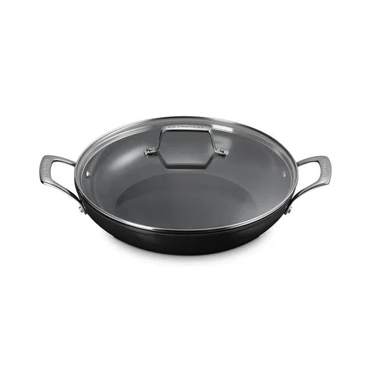 Le Creuset Essential Non-stick Ceramic Shallow Braiser with Glass Lid - 3.5 Qt.