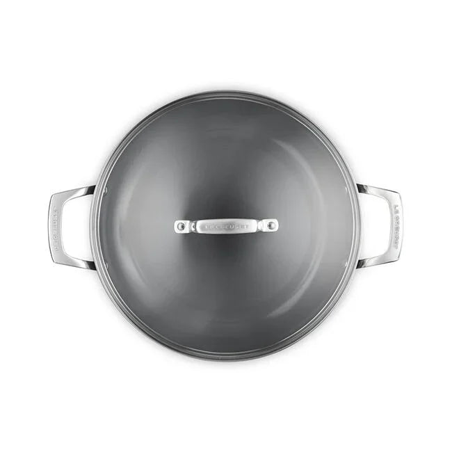 Le Creuset Essential Non-stick Ceramic Shallow Braiser with Glass Lid - 3.5 Qt.