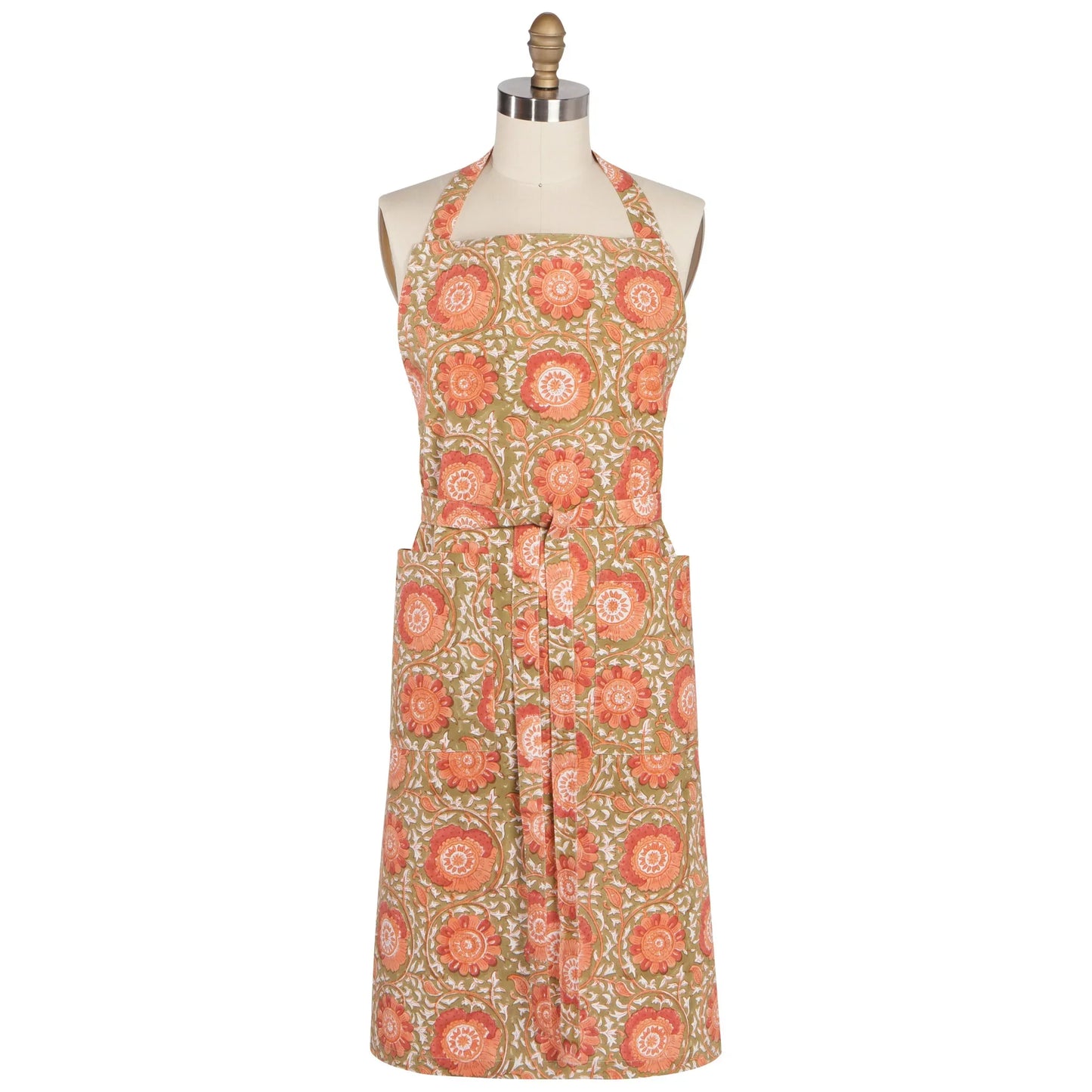 Apron Block Print Zinnia - Marcel’s Culinary Experience