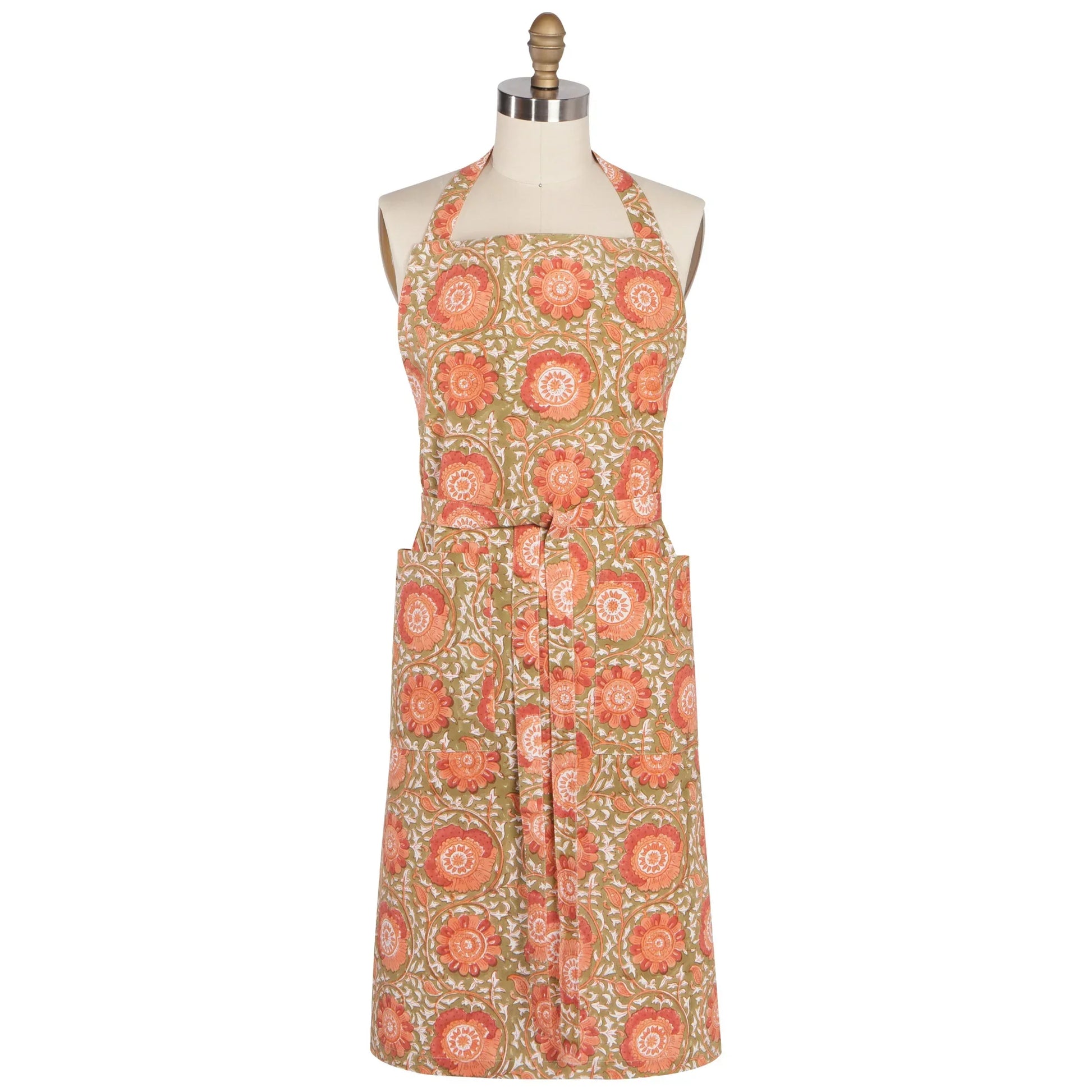 Apron Block Print Zinnia - Marcel’s Culinary Experience