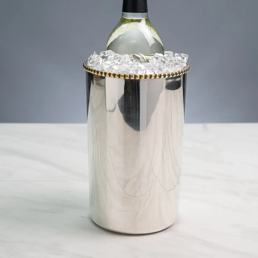 Gold Beaded Double-Wall Ss Bottle Holder - Marcel’s Culinary Experience