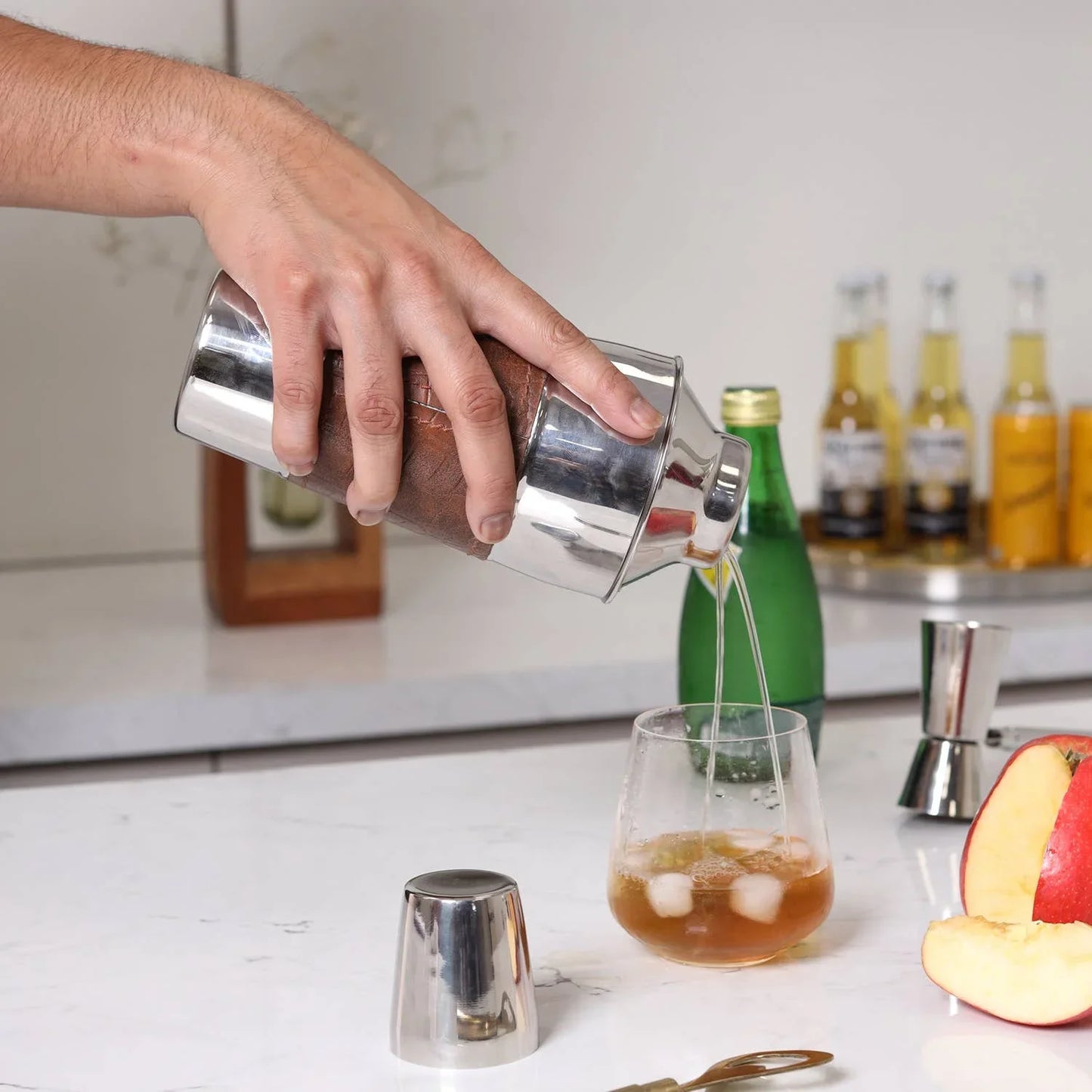 Leather Stainless Steel Cocktail Shaker