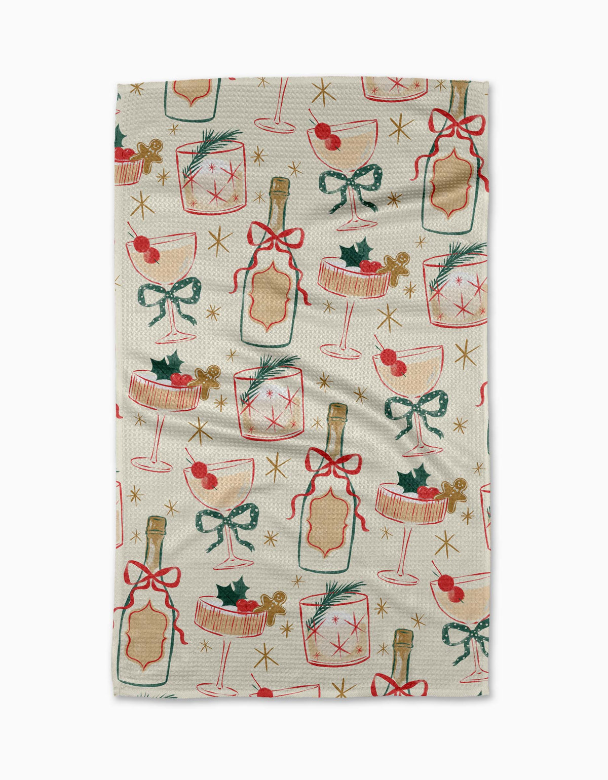 Geometry Christmas Cocktails Tea Towel