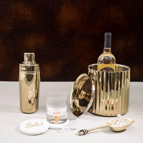Gold Fluted Ice Bucket 7x7x7" - Marcel’s Culinary Experience