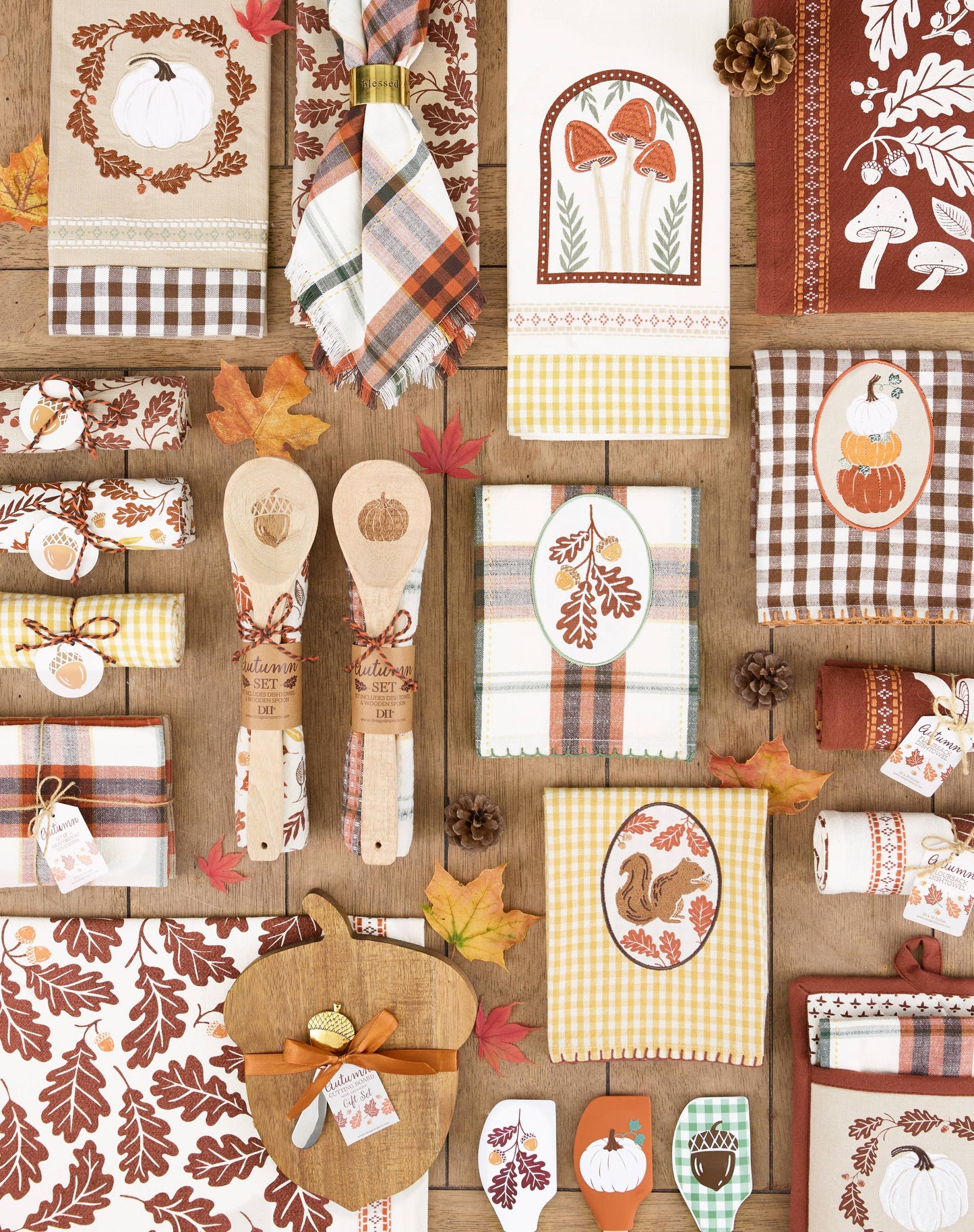 Autumn Pumpkin Embellished Dishtowel