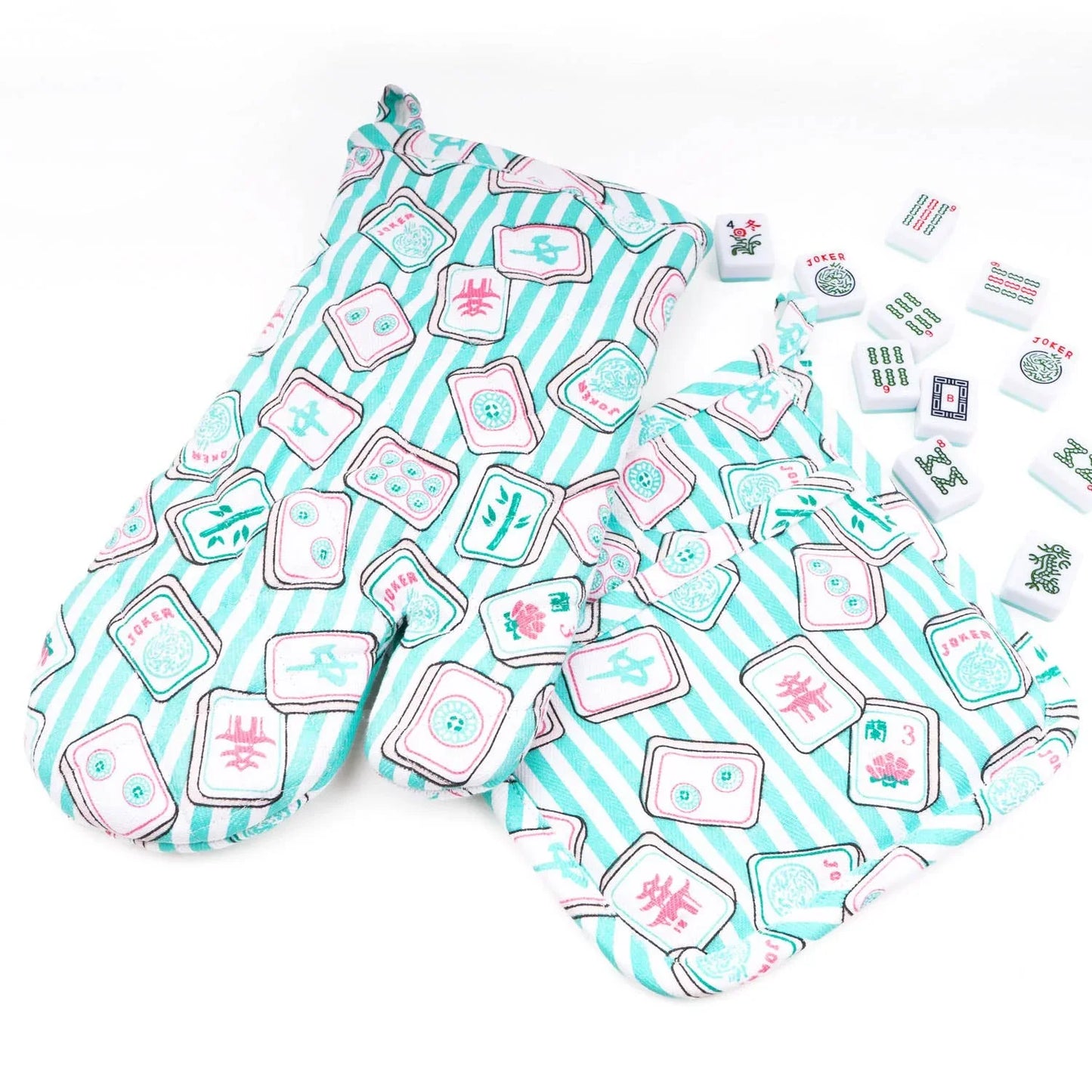 Mahjong Stripe Oven Mitt Set - Marcel’s Culinary Experience