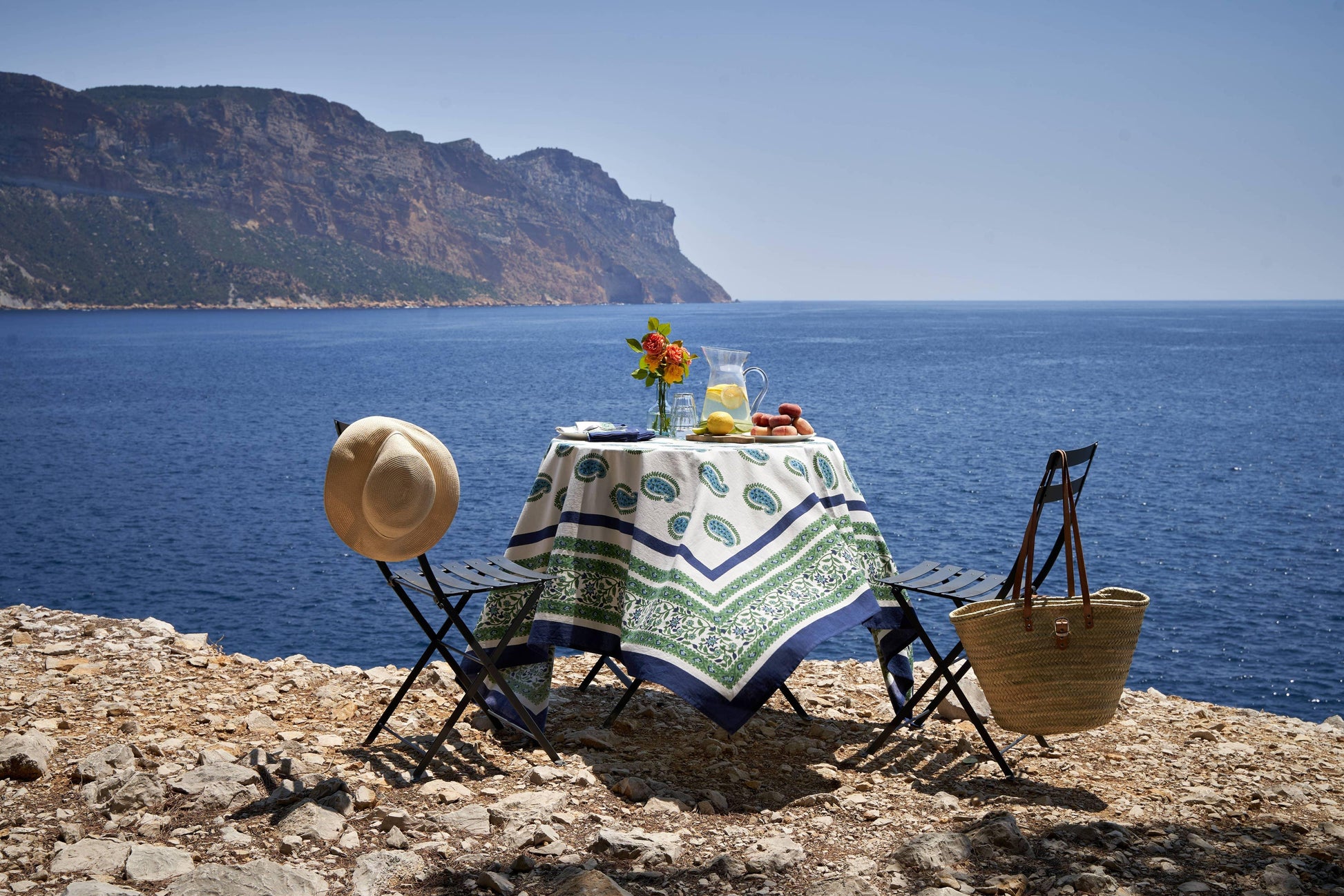 Couleur Nature Cassis Blue & Green Tablecloth - Marcel’s Culinary Experience