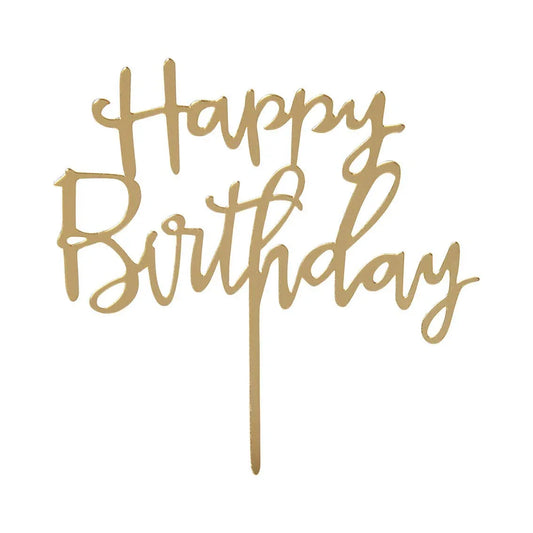 Gold Acrylic Happy Birthday Cake Topper - Marcel’s Culinary Experience