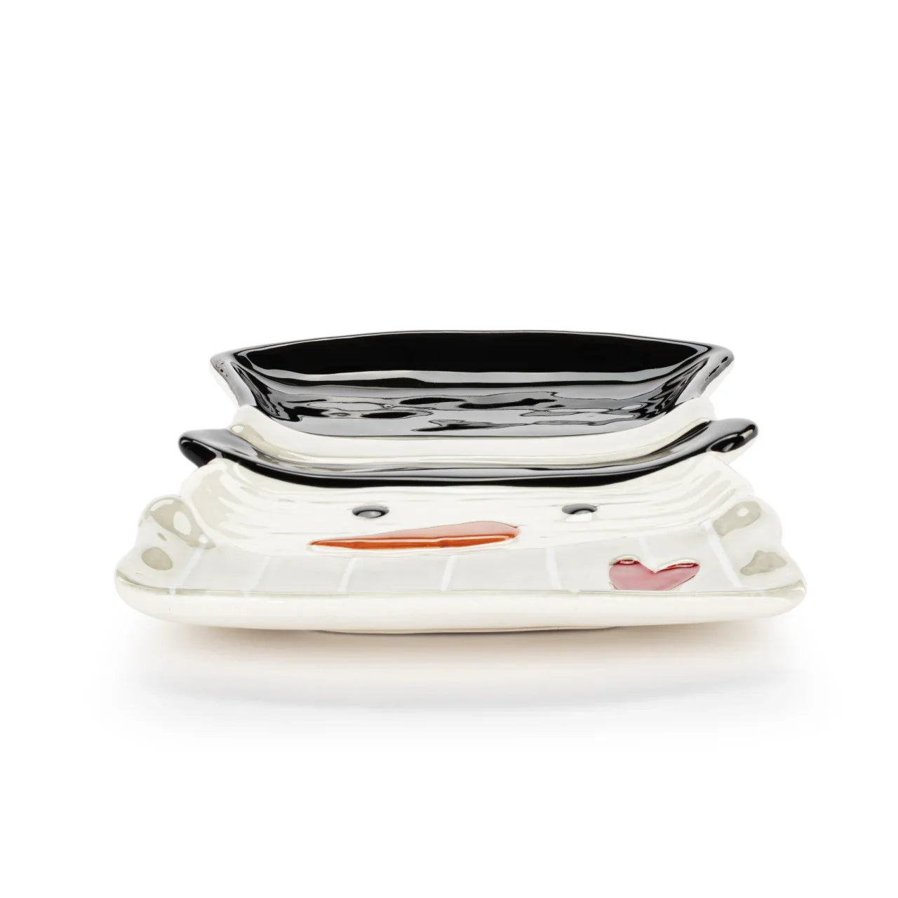 Snowman Red Heart Cream Ceramic Spoon Rest - 4.5x6in - Marcel’s Culinary Experience