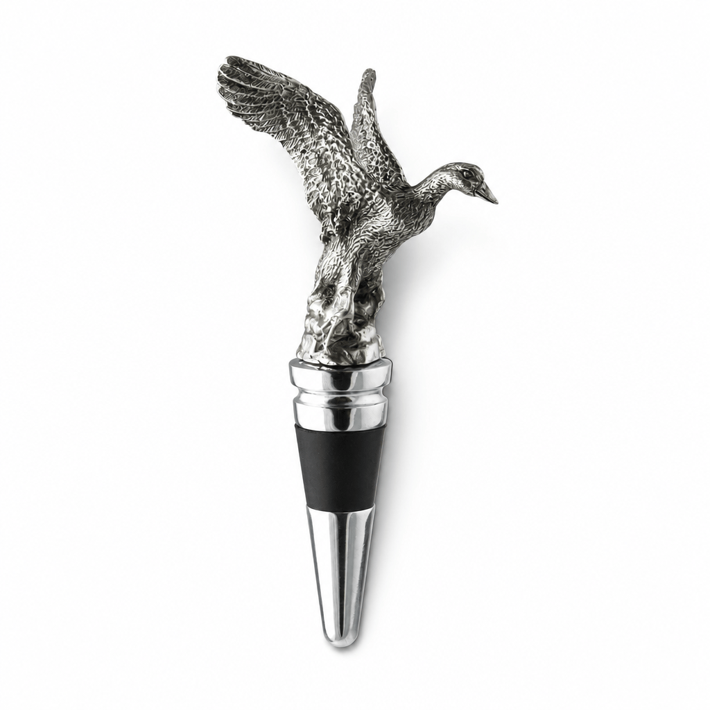 Pewter Flying Duck Bottle Stopper | 5.5 Inch