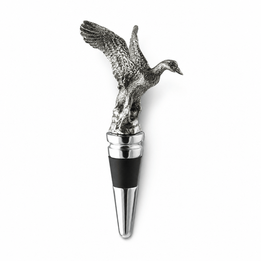 Pewter Flying Duck Bottle Stopper | 5.5 Inch