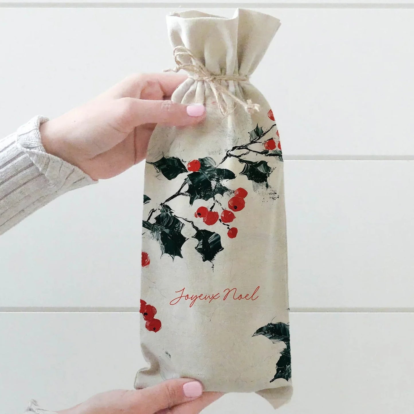 Joyeux Noel Wine Bag - Natural - Marcel’s Culinary Experience