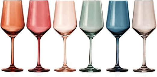 Pastel Colored Wine Glasses - Muted Crystal - 12 oz