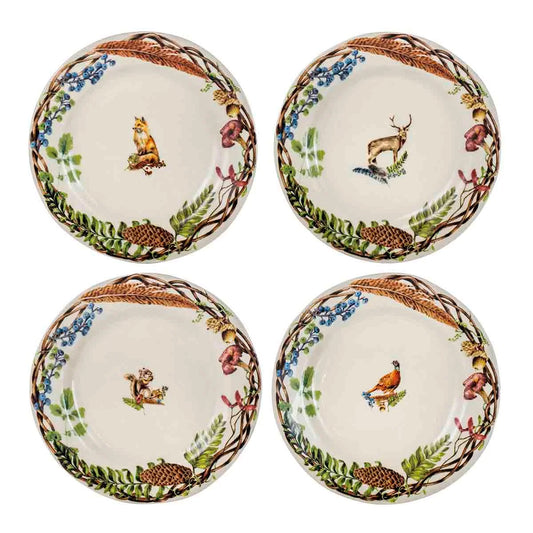 Juliska Forest Walk Animal Dessert/Salad Plates, Set of 4