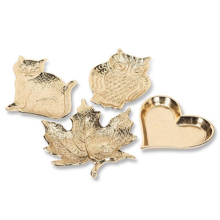 Gold Embossed Owl Trinket Dish | 5 Inch