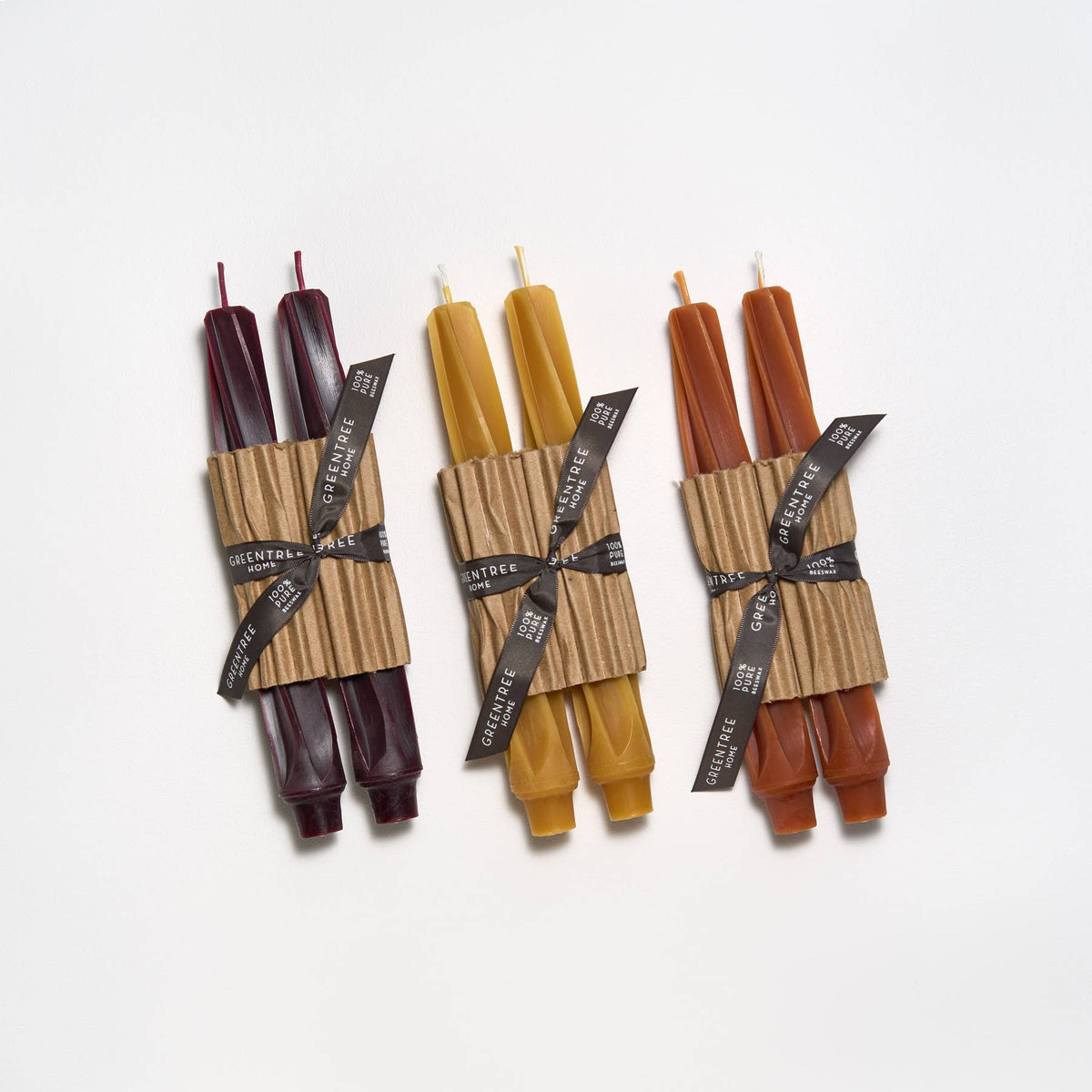 Greentree Home Twist Taper Handmade Beeswax Candles 9"