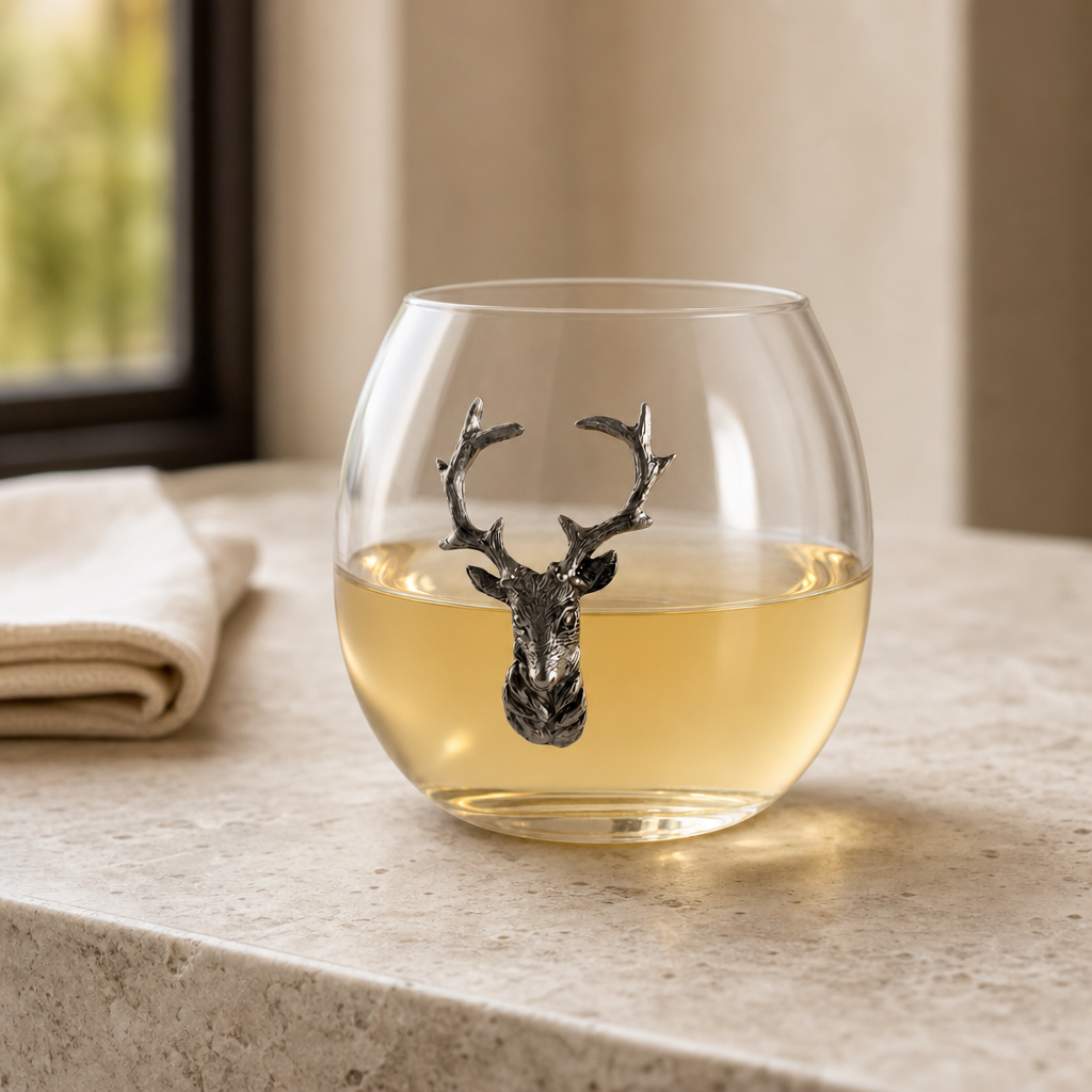 Crystal Elk Stemless Wine Glass