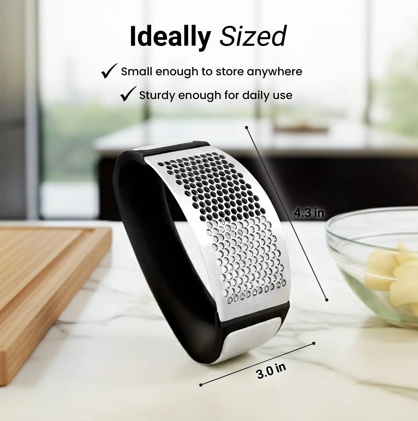 Garlic Press Rocker With Silicone Peeler & Scraper Set