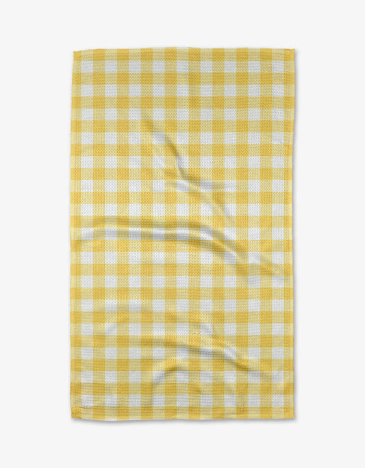 Geometry Lemon Gingham Tea Towel