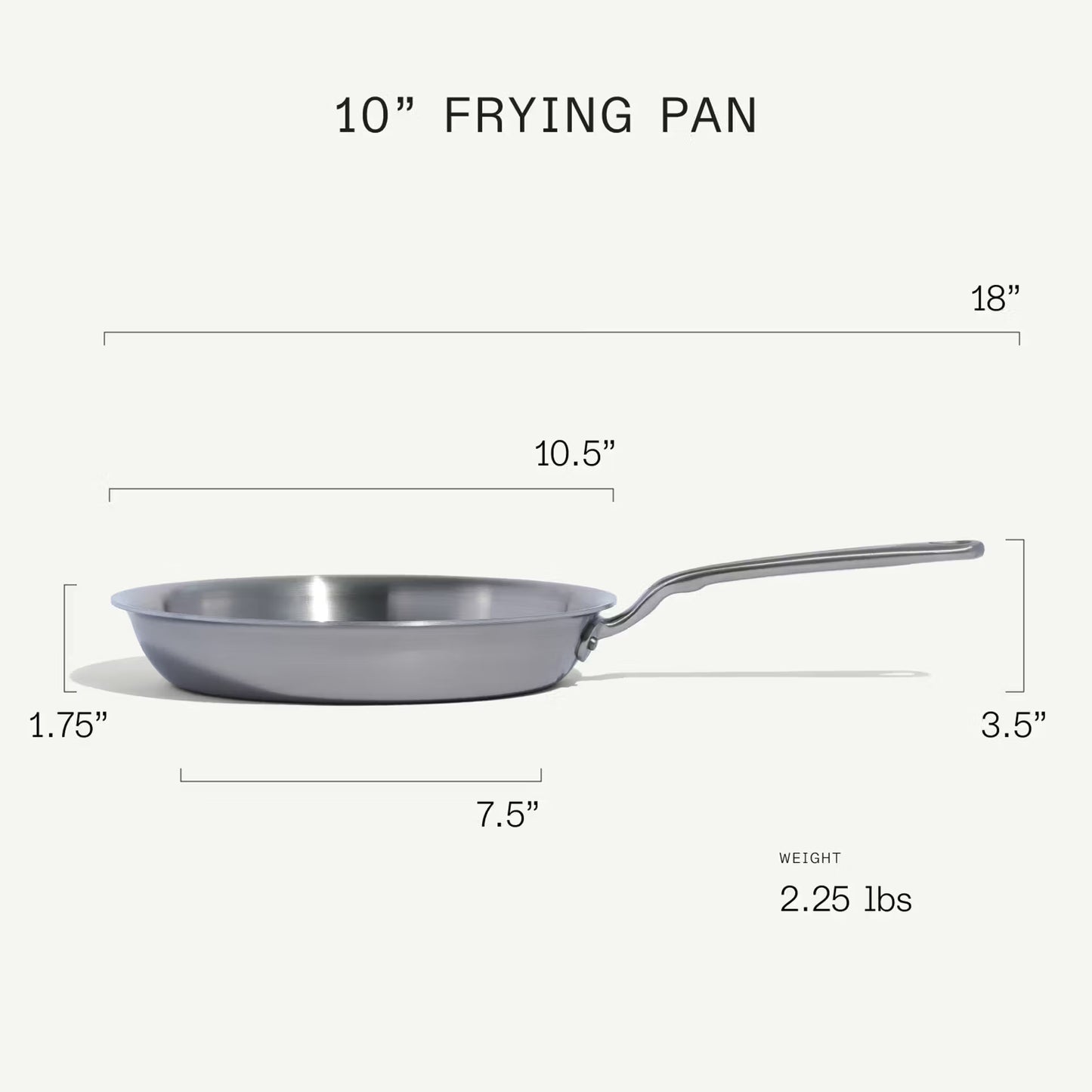 Made In Stainless Clad Frying Pan with Brass Handle