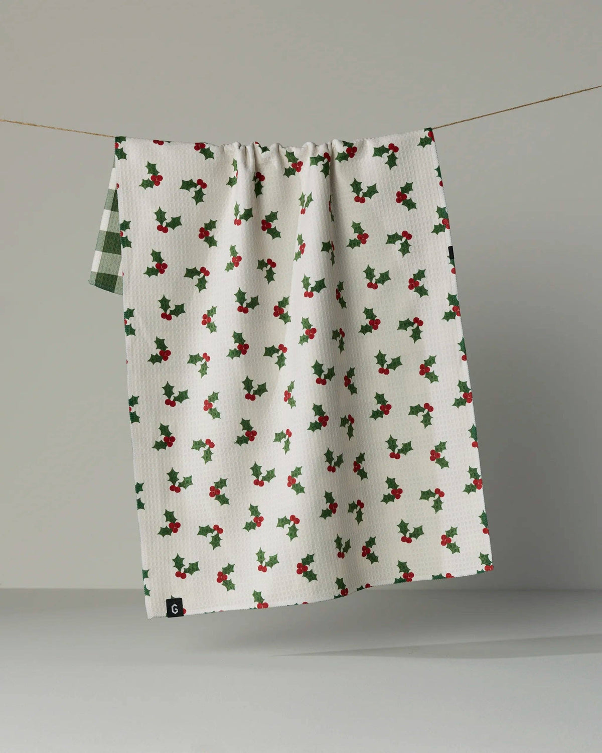 Geometry Holiday Holly LUXE Kitchen Towel