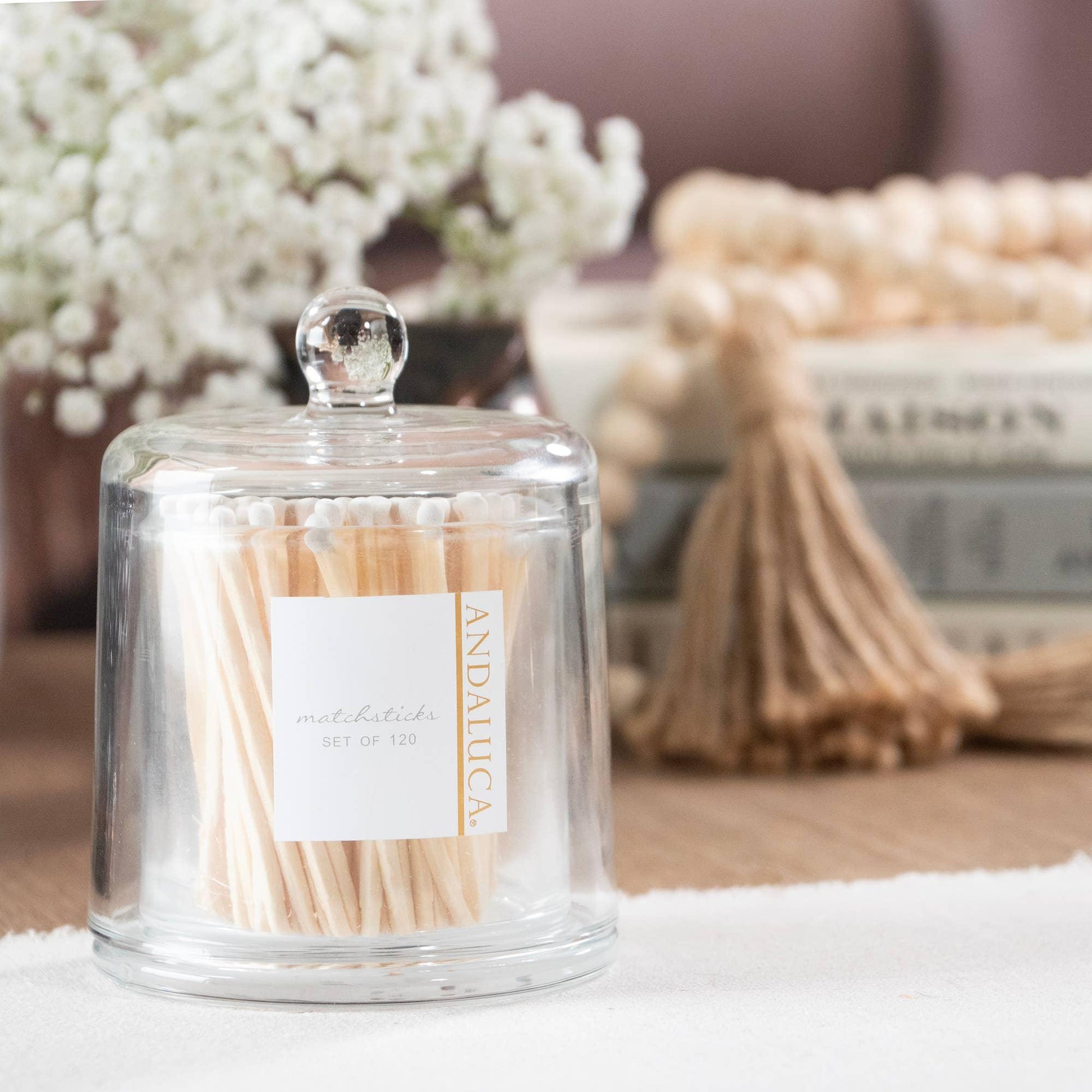 Glass Jar with Lid & 120 Wooden White Matches - Marcel’s Culinary Experience