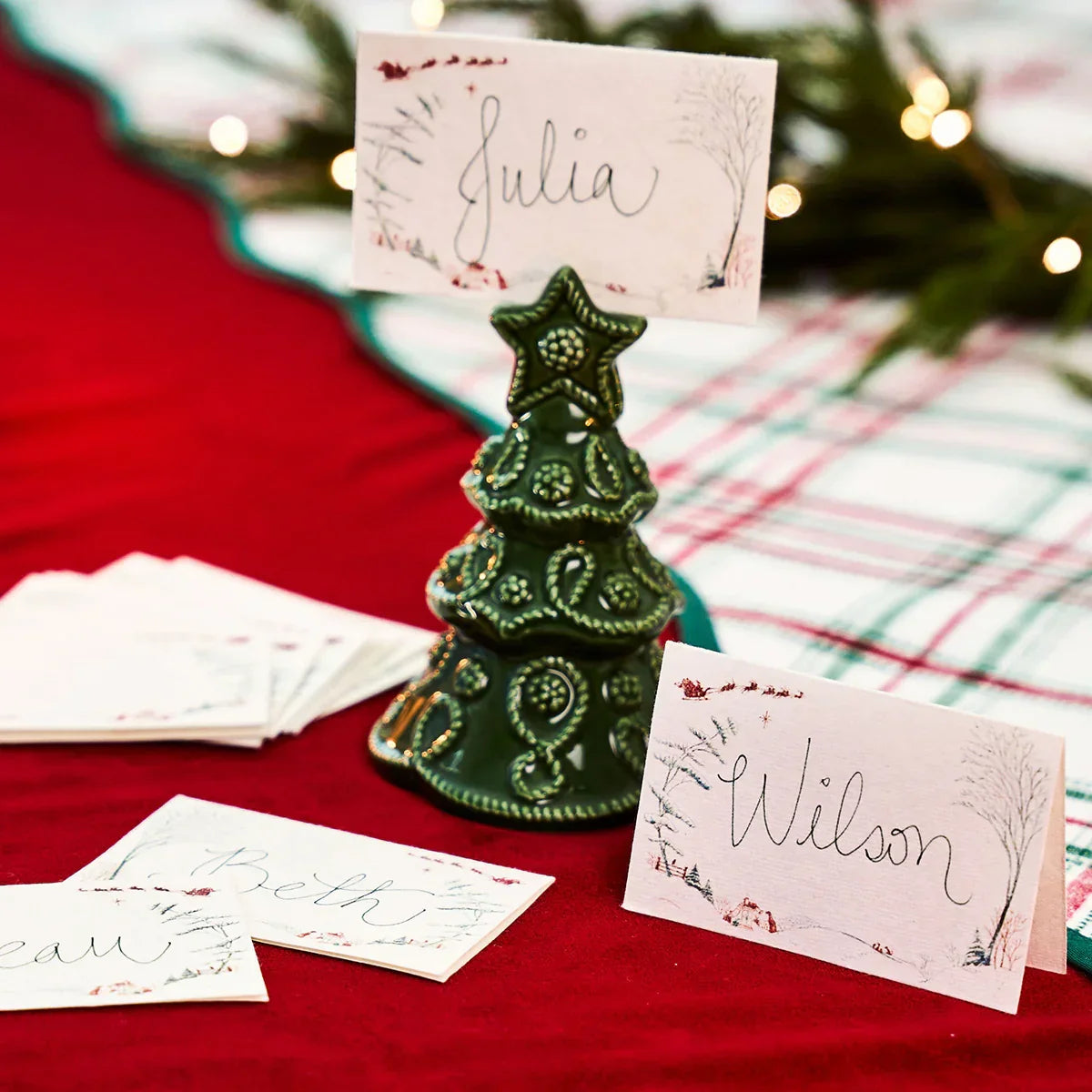 Juliska Winter Frolic Place Card Set - Evergreen