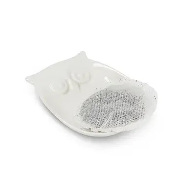 Owl Teabag Plate White 4" - Marcel’s Culinary Experience