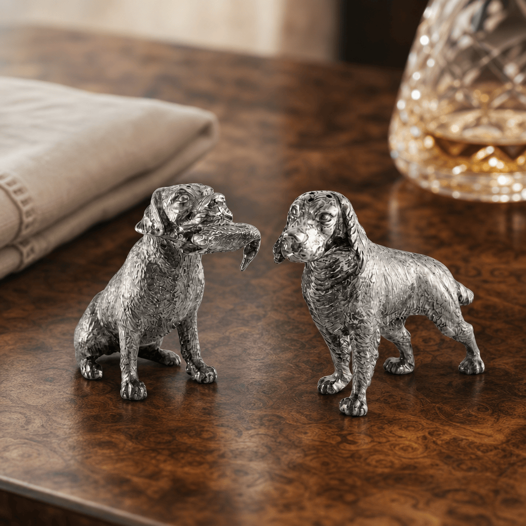 Pewter Hunting Dog Salt & Pepper Shakers