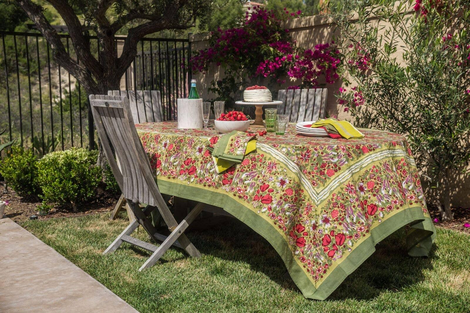 Jardin Red & Green | French Tablecloths - Marcel’s Culinary Experience
