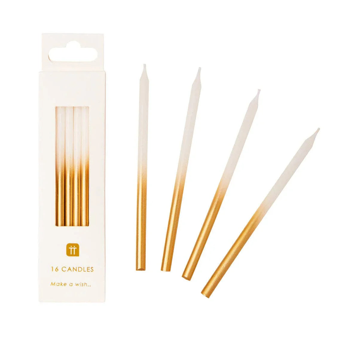 White & Gold Birthday Candles | 16 Pack | Cake Candle | - Marcel’s Culinary Experience