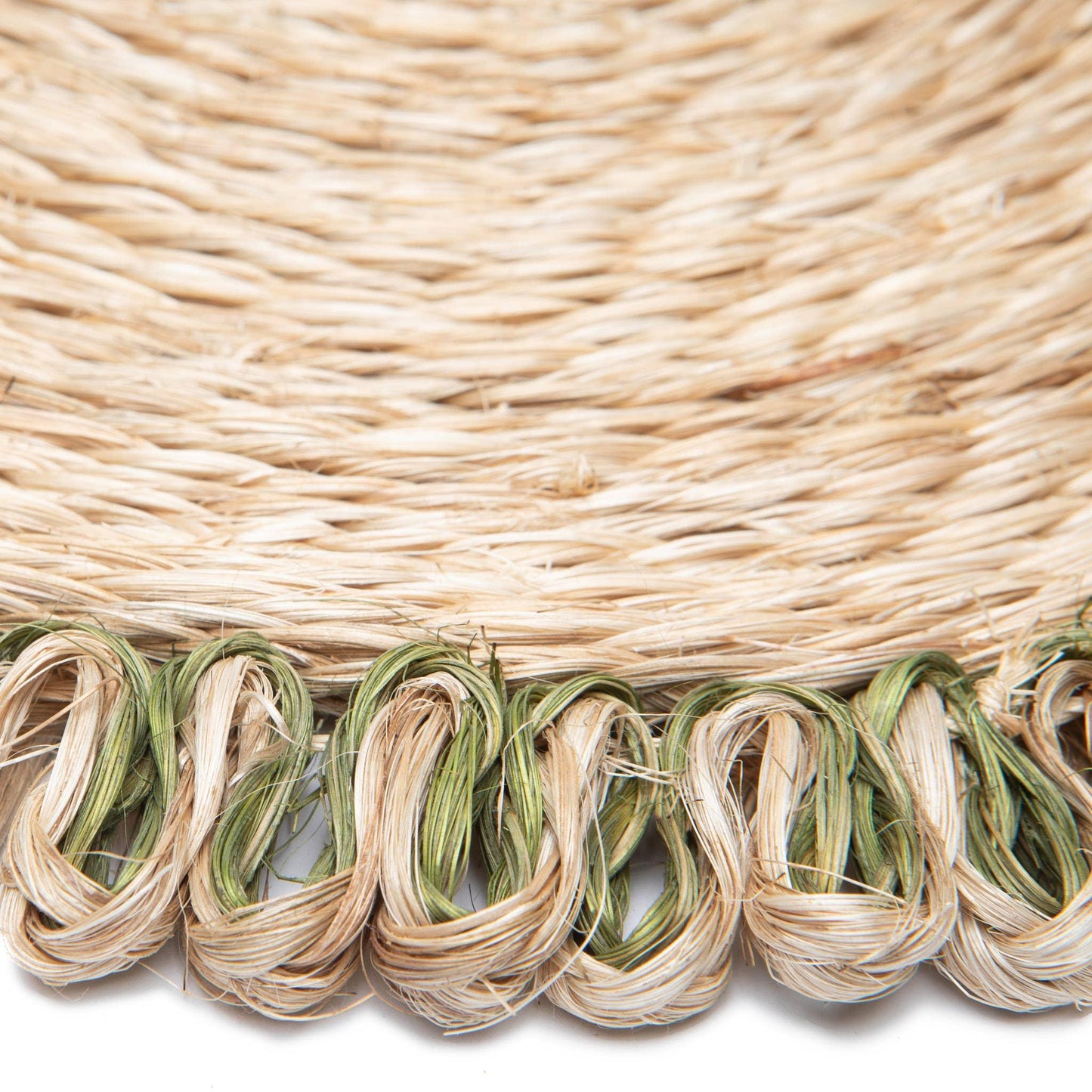 Couleur Nature Loopy Abaca Natural & Olive Green | Placemat - Set of 4 - Marcel’s Culinary Experience