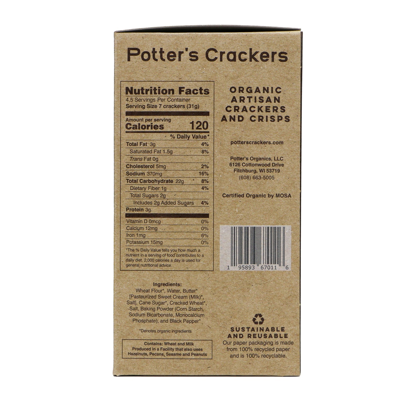 Potter's Crackers Organic Classic White Crackers - 5 oz - Marcel’s Culinary Experience