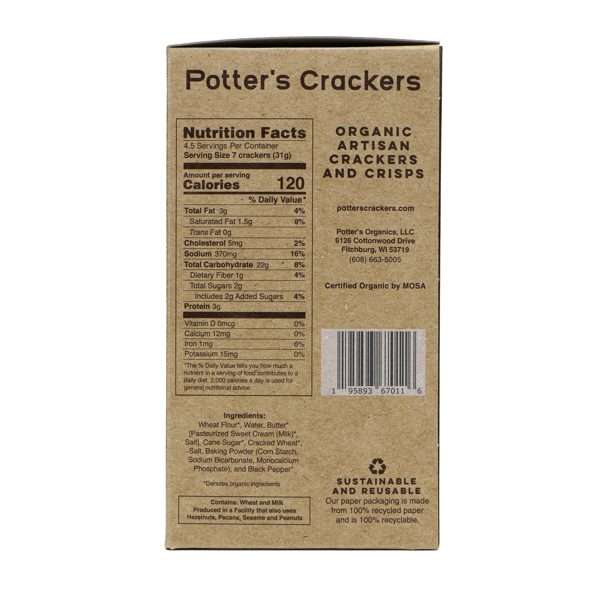 Potter's Crackers Organic Classic White Crackers - 5 oz - Marcel’s Culinary Experience