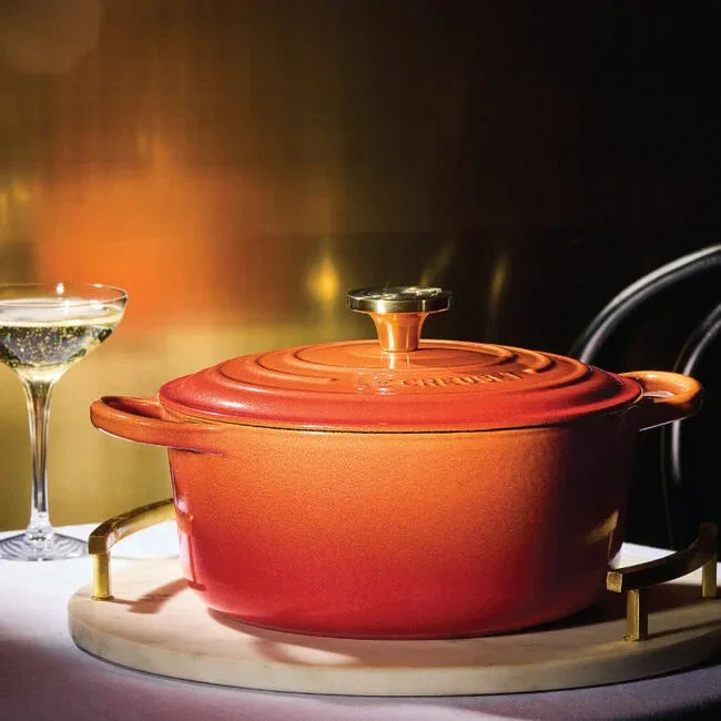 Le Creuset Flamme Doree Signature Round Dutch Oven with Crucible Knob - 4.5 Qt lifestyle photo
