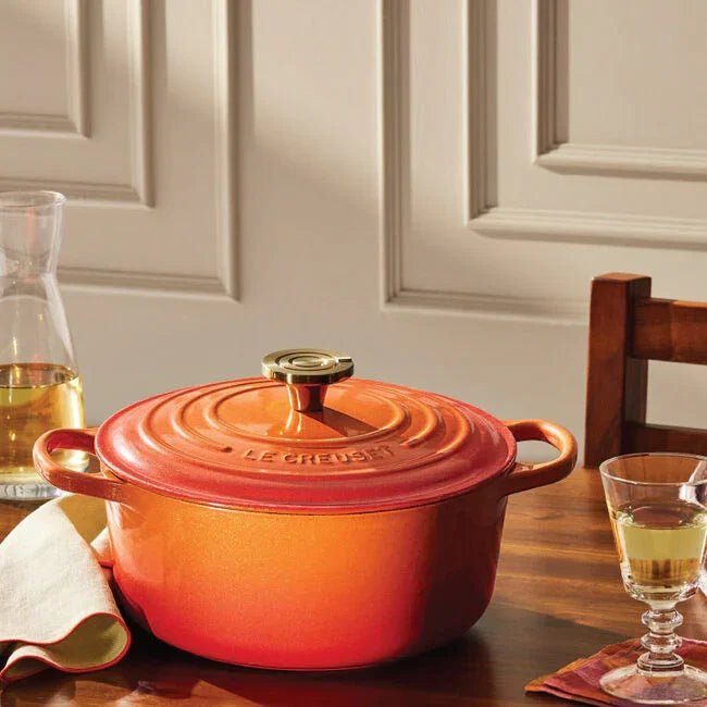 Le Creuset Flamme Doree Signature Round Dutch Oven with Crucible Knob - 4.5 Qt