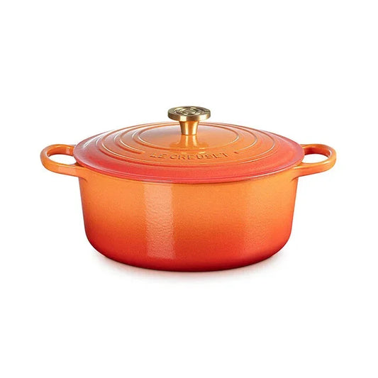 Le Creuset Flamme Doree Signature Round Dutch Oven with Crucible Knob - 7.25 Qt
