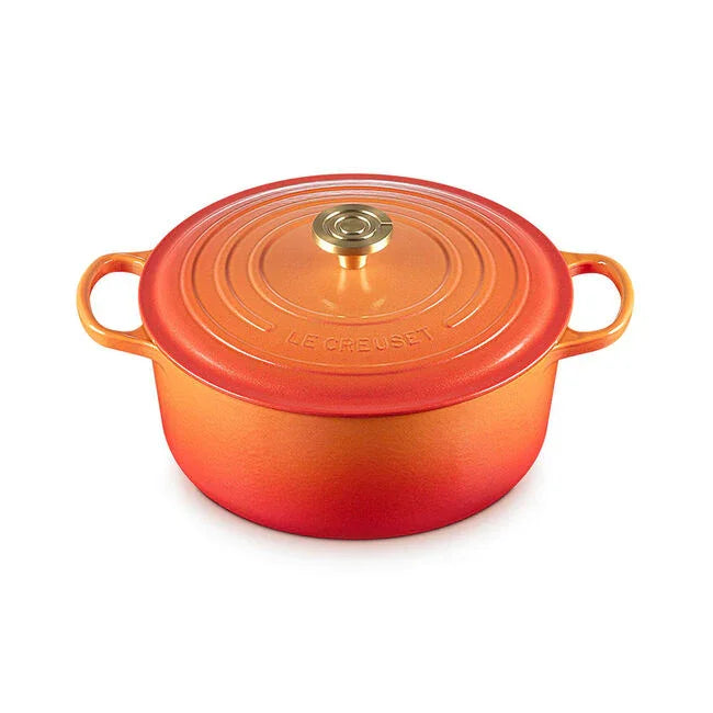 Le Creuset Flamme Doree Signature Round Dutch Oven with Crucible Knob - 7.25 Qt