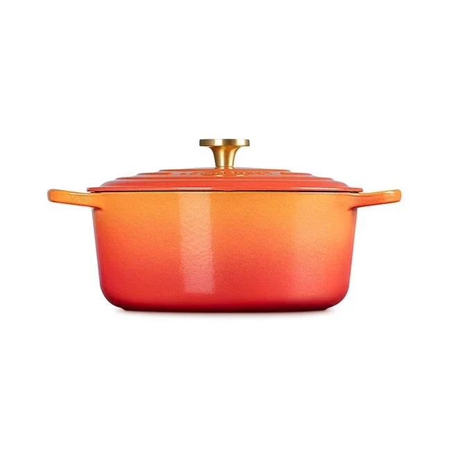 Le Creuset Flamme Doree Signature Round Dutch Oven with Crucible Knob - 7.25 Qt