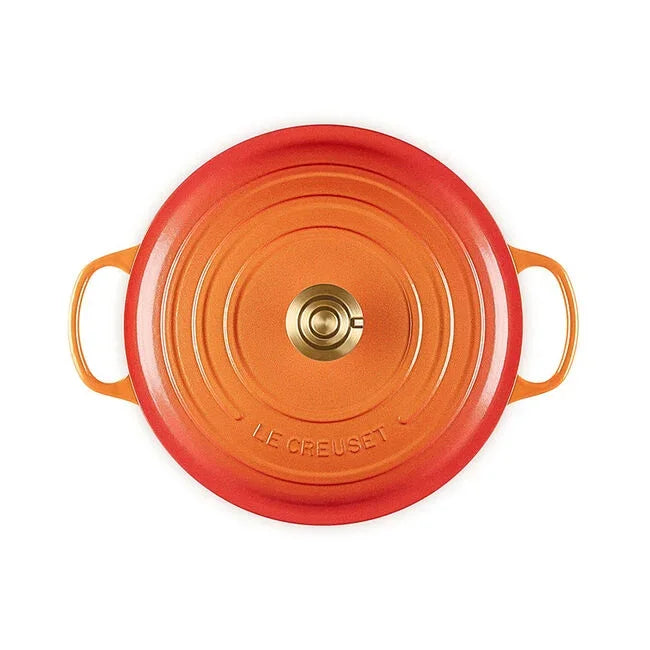 Le Creuset Flamme Doree Signature Round Dutch Oven with Crucible Knob - 7.25 Qt