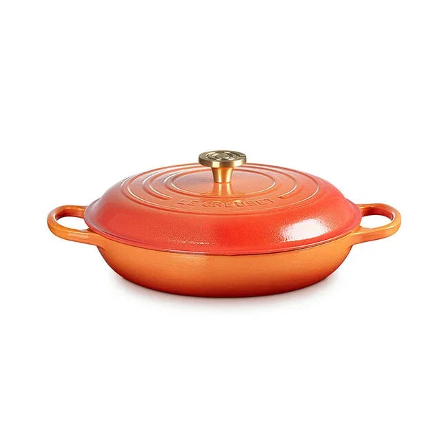 Le Creuset Flamme Doree Signature Round Braiser with Crucible Knob - 3.5 Qt