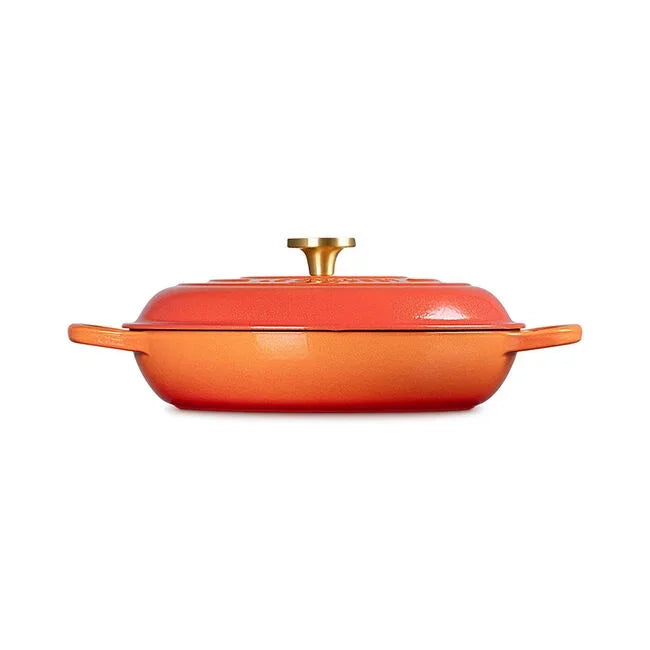 Le Creuset Flamme Doree Signature Round Braiser with Crucible Knob - 3.5 Qt