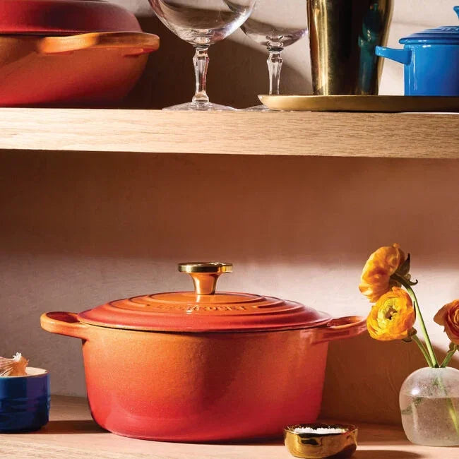 Le Creuset Flamme Doree Signature Round Dutch Oven with Crucible Knob - 4.5 Qt lifestyle photo