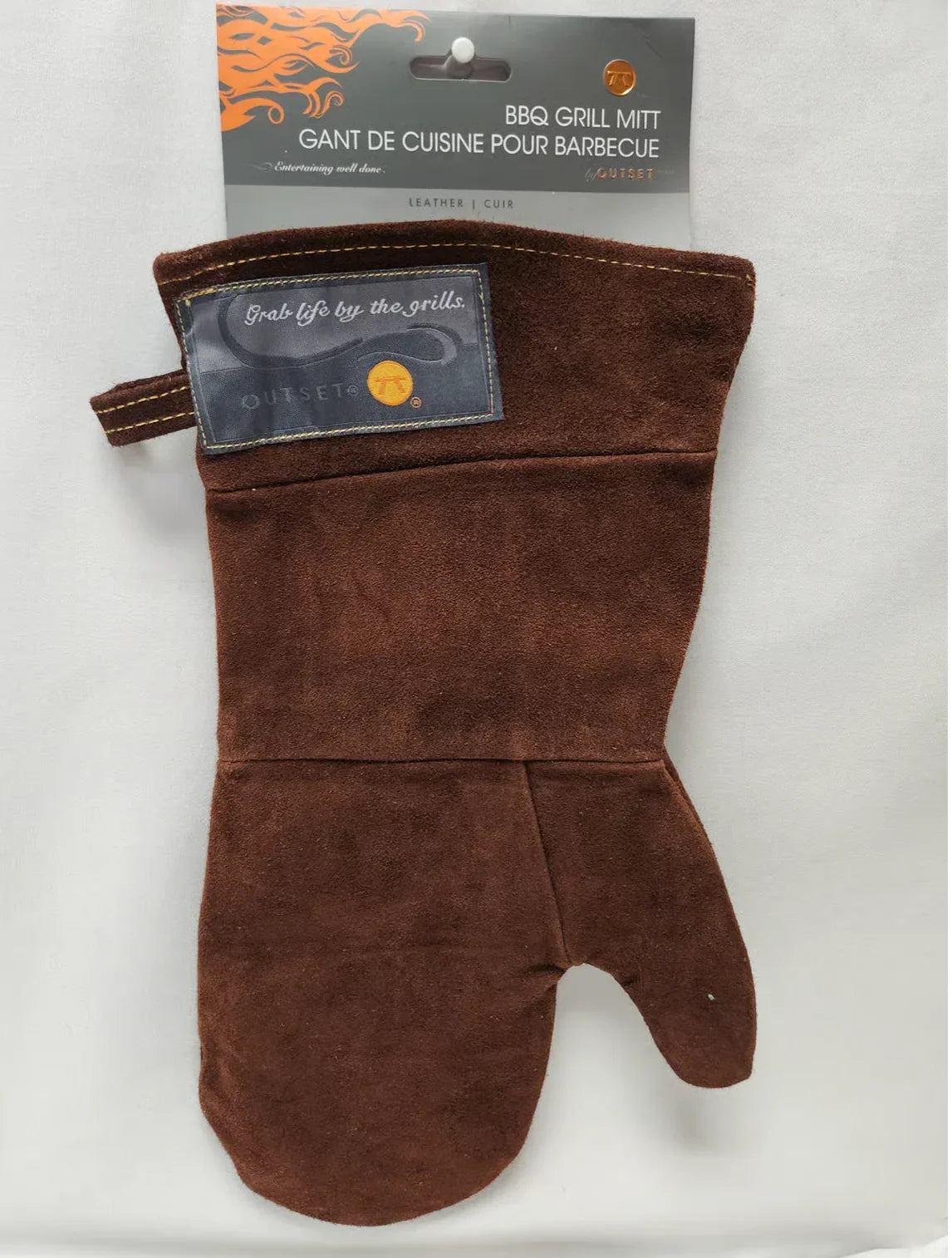 fox run outset leather grill mitt brown in package