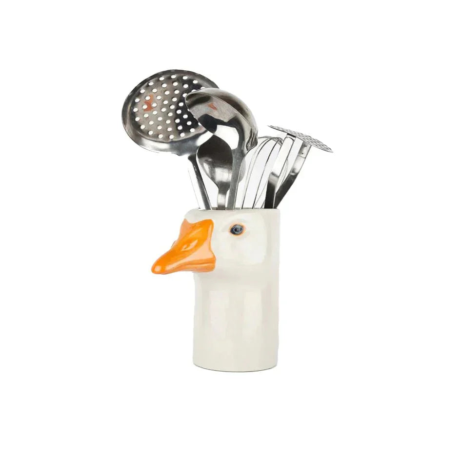 Quail Ceramics Goose Utensil Pot