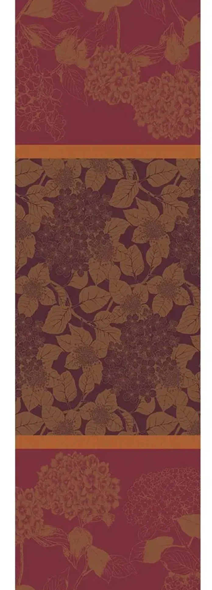 garnier thiebaut jacquard hortensia rouille table runner 61 x 100 full view of print