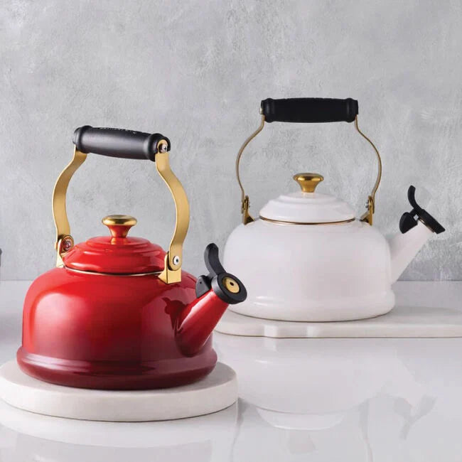 Le Creuset Classic Whistling Kettle with Gold Knob 1.7 qt - Cerise