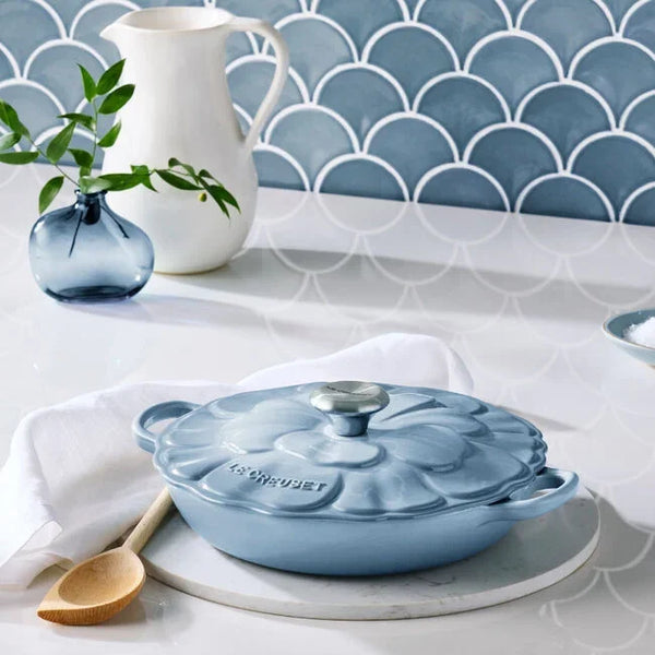 Le Creuset Signature Petal Braiser - Coastal Blue | Enameled Cast