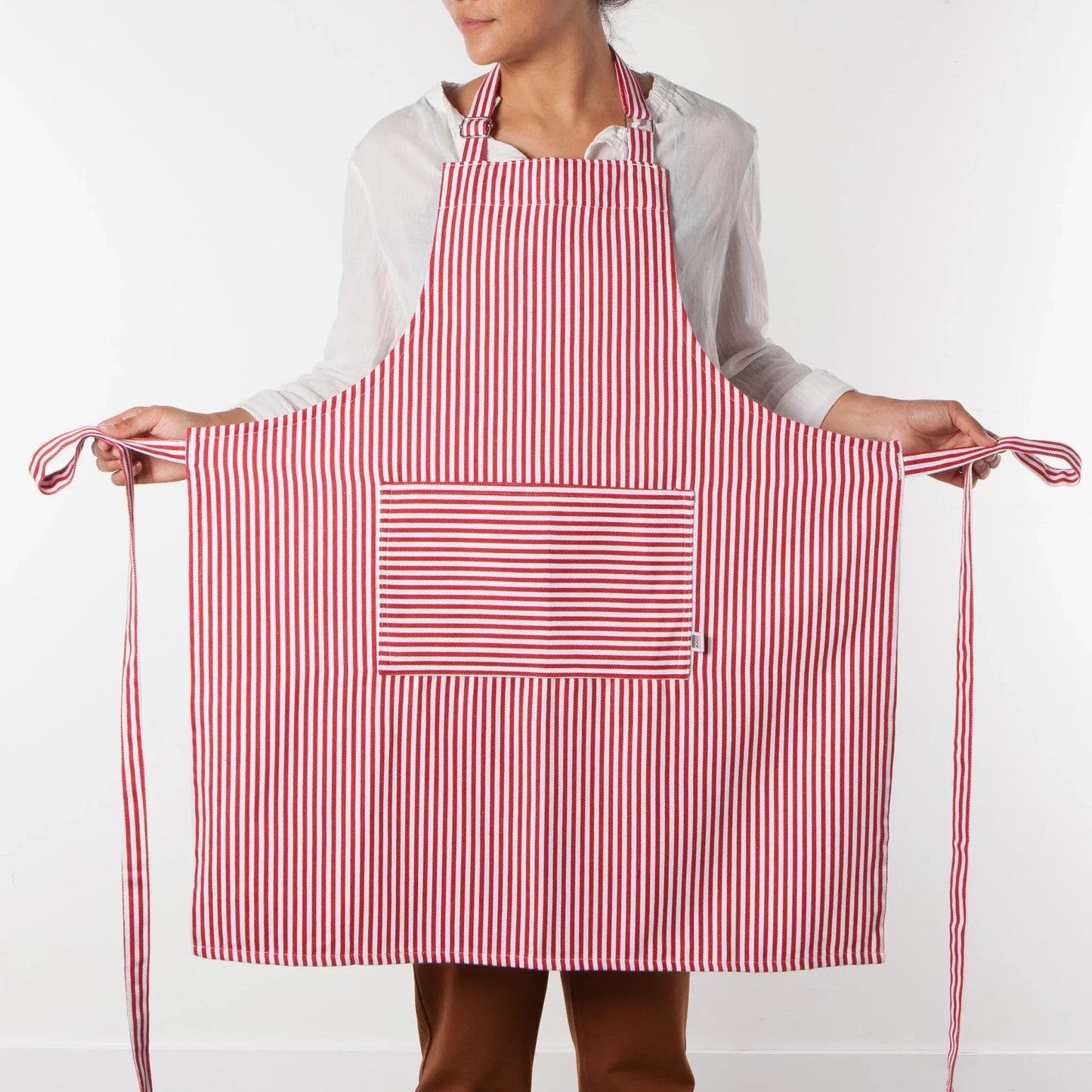 Narrow Red Stripe Chef's Apron - Marcel’s Culinary Experience